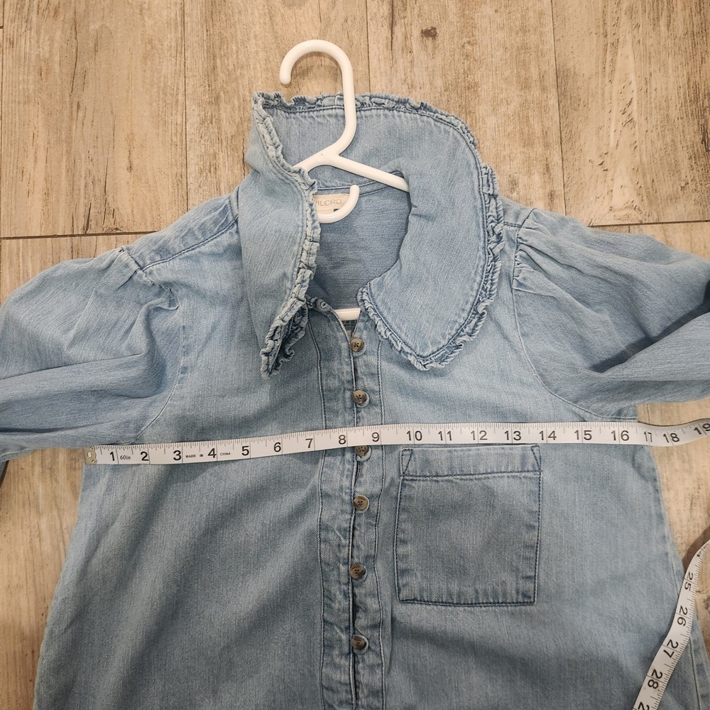 Anthropologie Pilcro The Keira Collared Denim Button Front Shirt Blue Small - Picture 11 of 11
